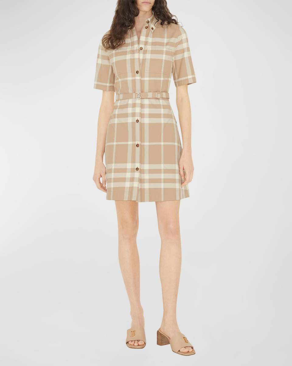 Laurinha Check Belted Mini Shirtdress